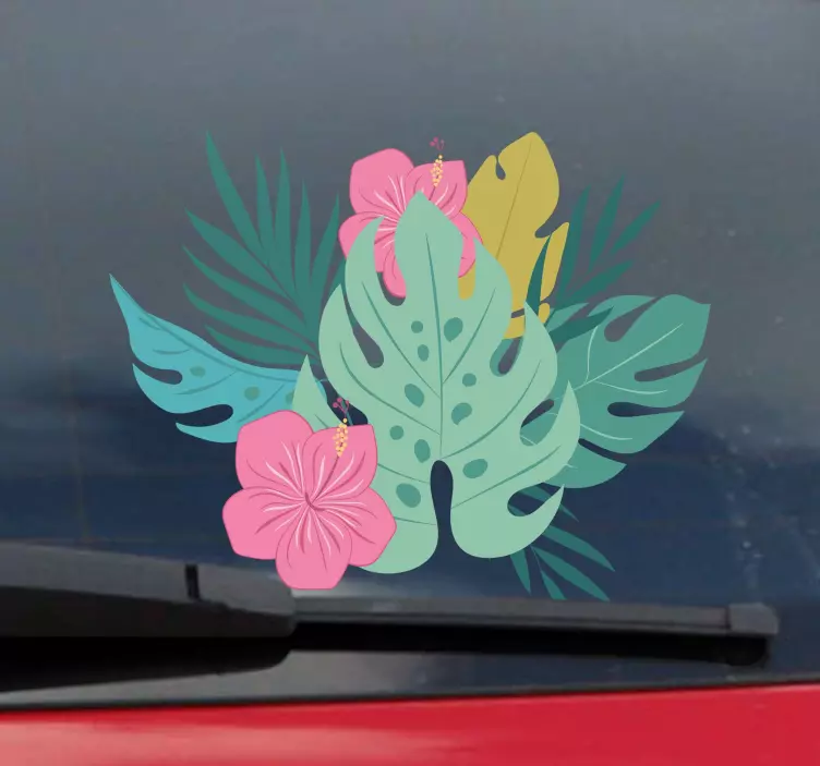 Hawaiian flowers car sticker - TenStickers