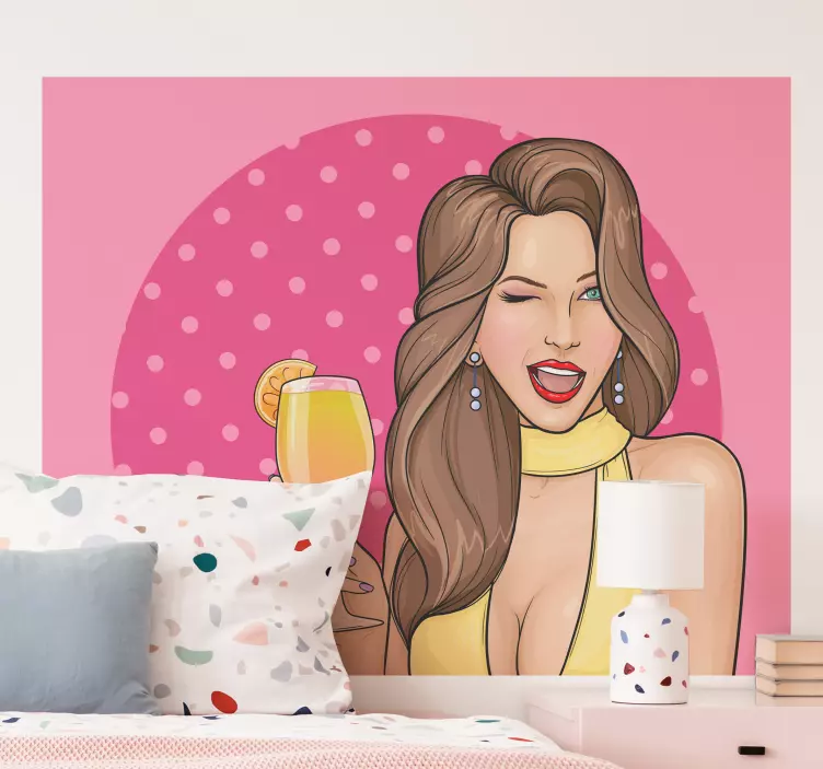 Health and beauty sticker charming woman winking - TenStickers