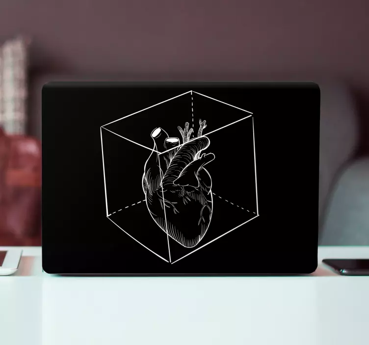 Heart in Cube laptop skin - TenStickers