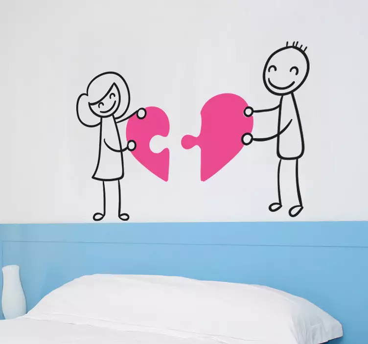 Heart Jigsaw Piece Headboard Wall Sticker - TenStickers