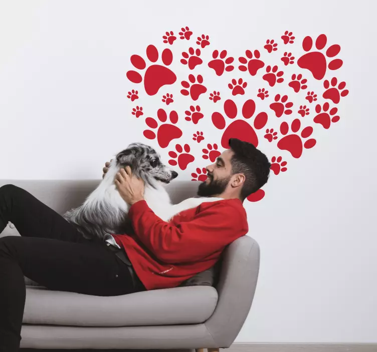 Heart Paw Prints petsticker - TenStickers