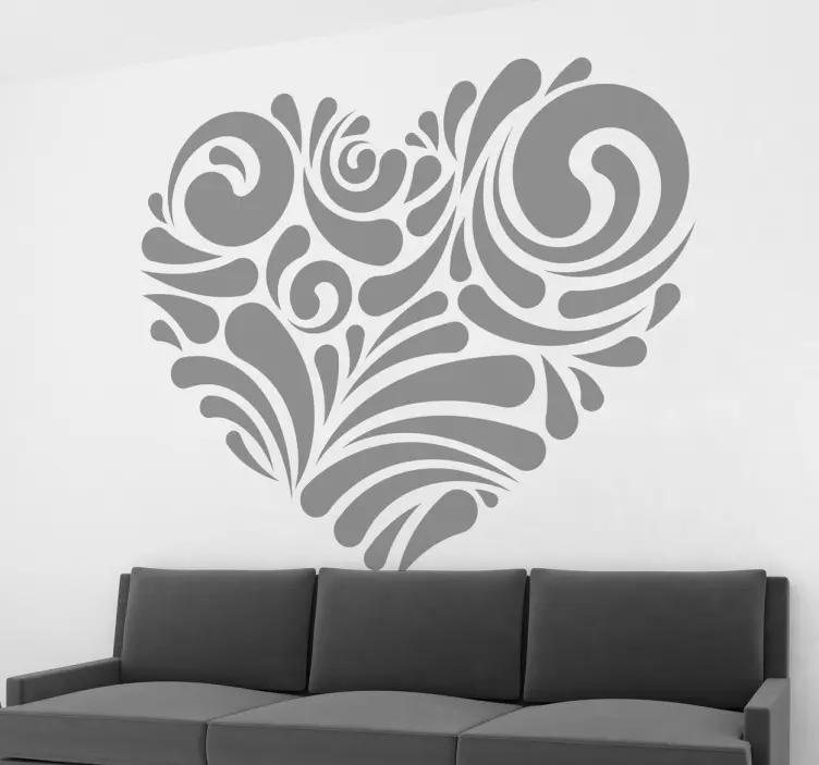 Flower heart living room wall sticker - TenStickers