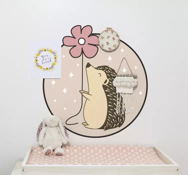 Hedgehog And Flower petsticker - TenStickers