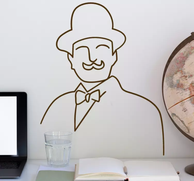 Hercule Poirot Line Art character  sticker - TenStickers