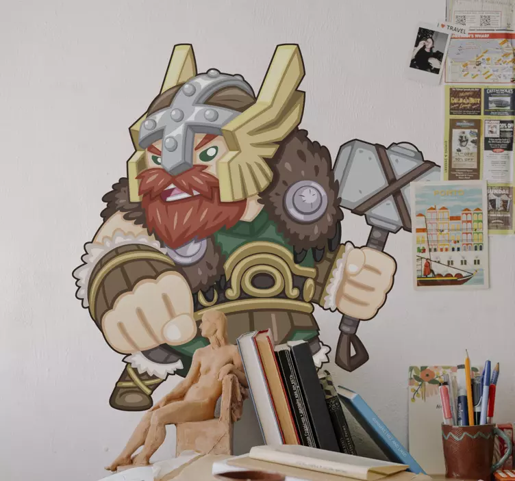 Heroic viking warrior character sticker - TenStickers