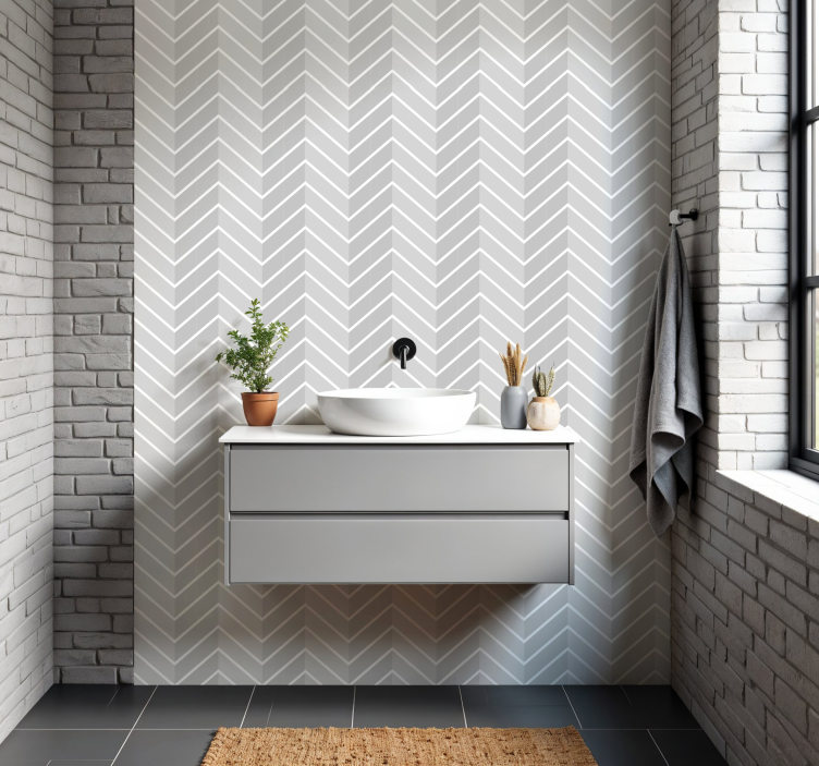 Herringbone light gray bathroom tile sticker - TenStickers