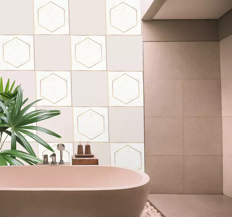 Hexagonal Pattern Tiles Location sticker - TenStickers
