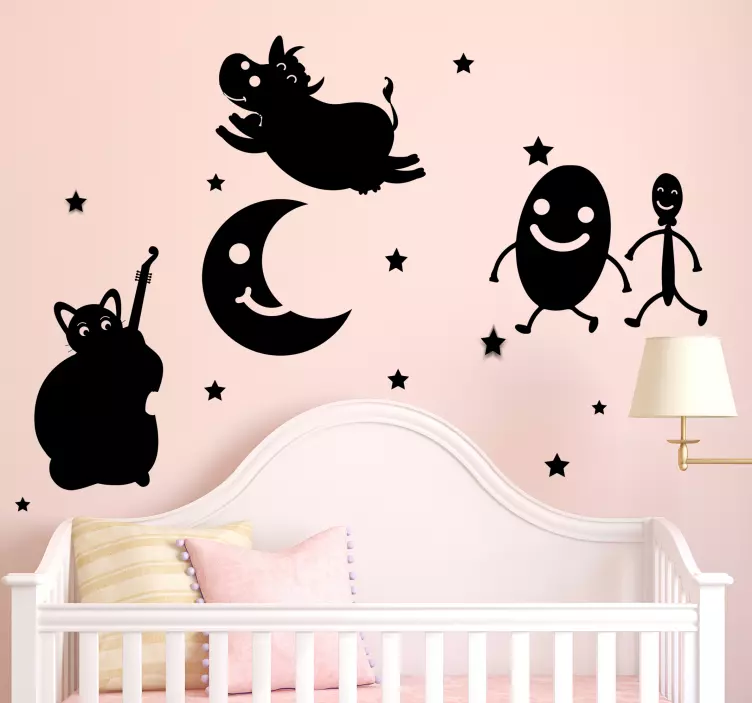 Hey diddle diddle the cat wall sticker - TenStickers