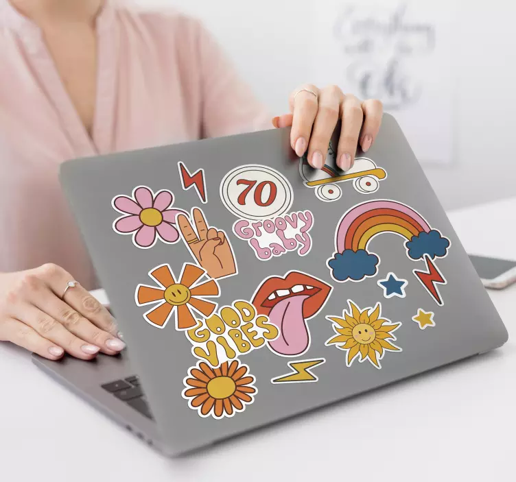 Hippie Vibes Colourful Vinyl Stickers - TenStickers