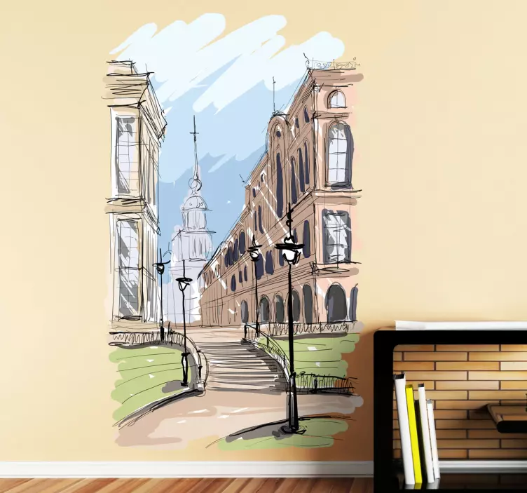 Historic Cityscape Scene Location sticker - TenStickers