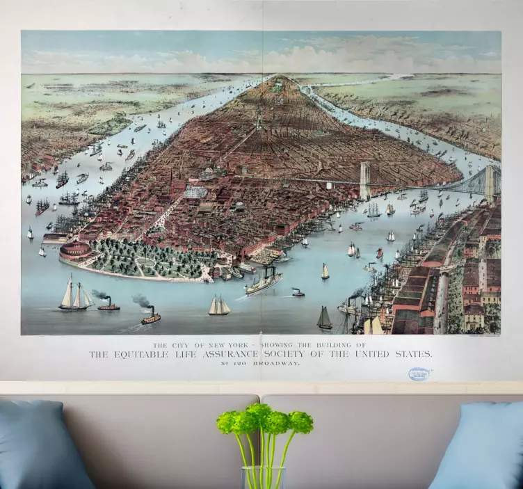 Historic New York Map wall sticker - TenStickers