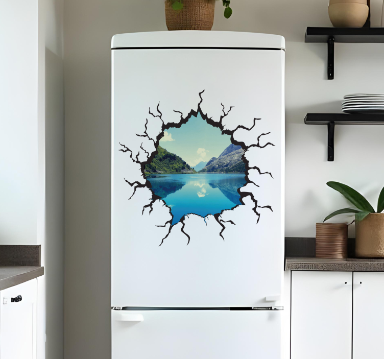 Hole effect fridge sticker - TenStickers