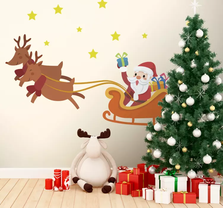 Holiday sticker santa's sleigh ride - TenStickers