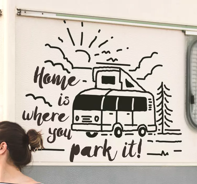 Home is where you park it text car sticker - TenStickers