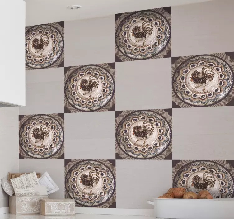 Horezu ceramic pattern kitchen tile transfer - TenStickers