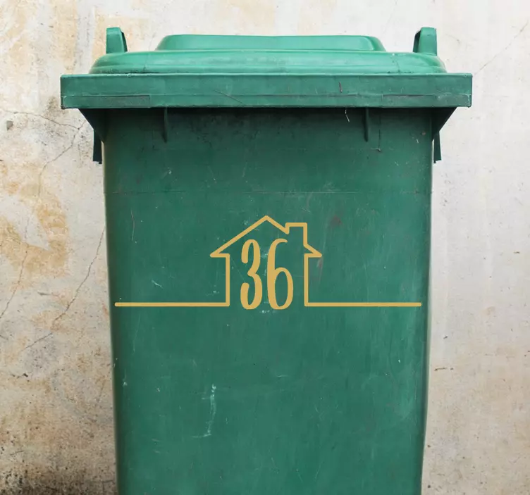 House Number 36 recycling decal for bin - TenStickers