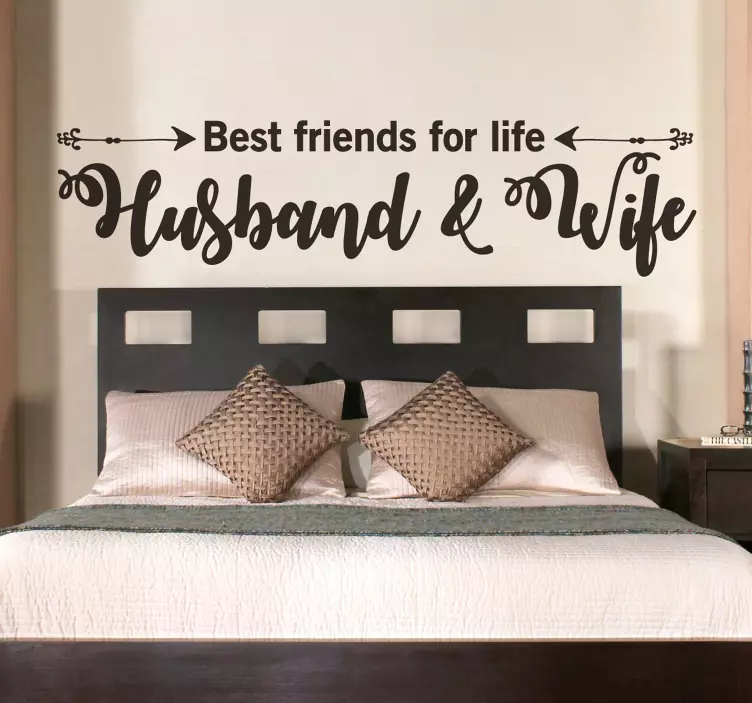 Husband and Wife Bed Headboard Wall Sticker - TenStickers