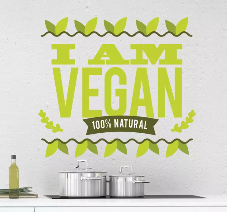 I AM VEGAN 100% NATURAL cuisine wall sticker - TenStickers