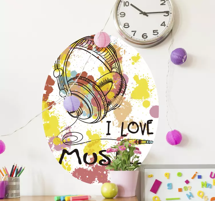 I LOVE MUSIC HEADPHONES musical sticker - TenStickers