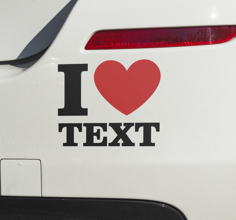 I LOVE text and heart car sticker - TenStickers