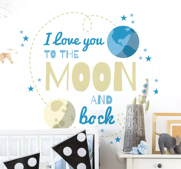 I LOVE YOU TO MOON wall sticker for kids - TenStickers