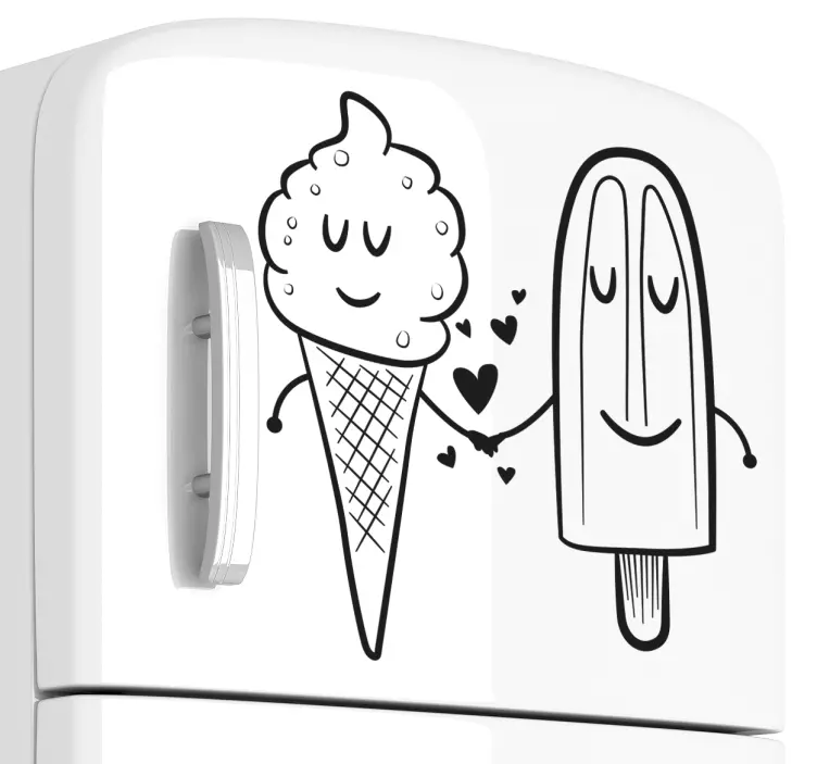 Ice Cream in Love fridge sticker - TenStickers