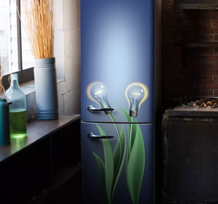 Illuminated Bulbs fridge vinyl wrap - TenStickers