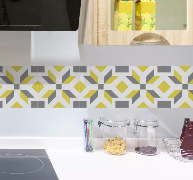 Illuminating yellow grey pantone kitchen tile sticker - TenStickers