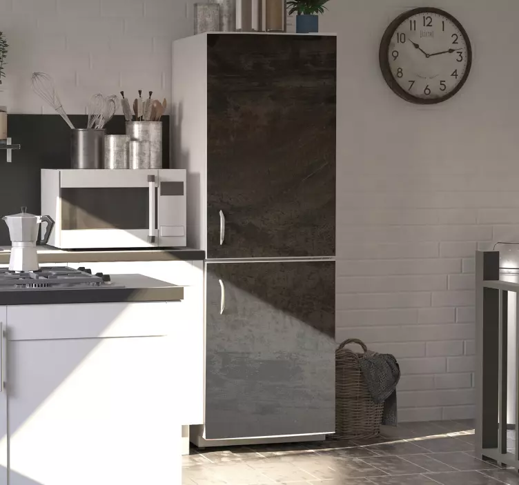 Industrial gray rusty iron fridge wrap - TenStickers