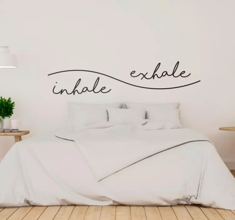 Inhale exhale text headboard wall sticker - TenStickers