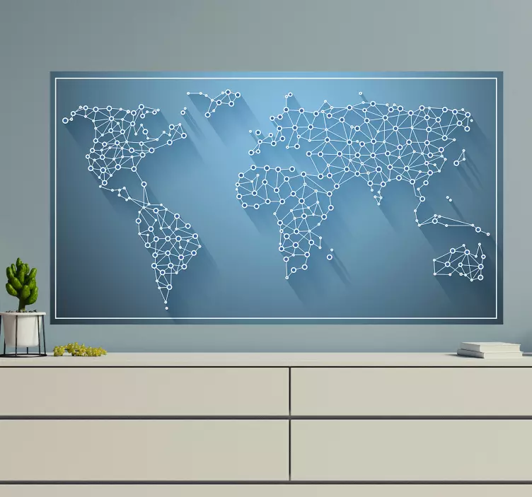 Interconnected Global Network world map wall sticker - TenStickers