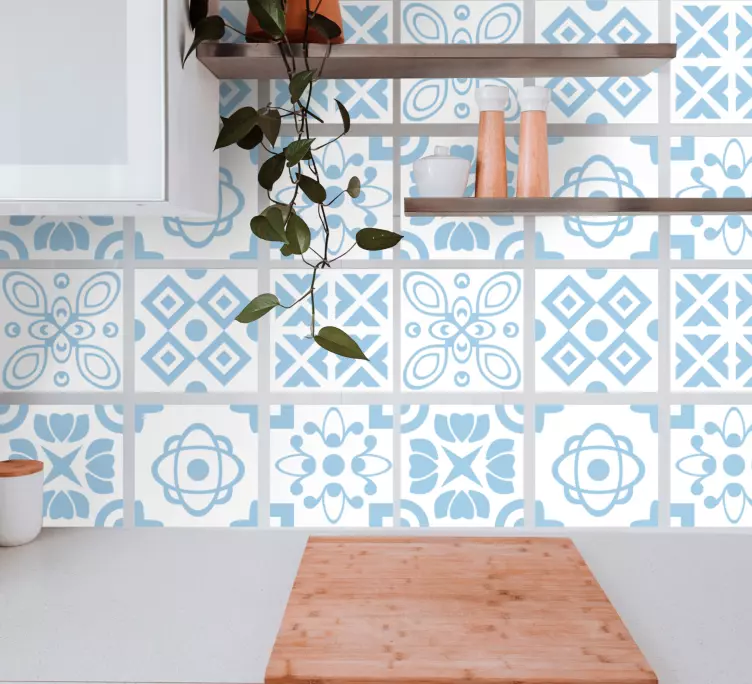 Intricate Blue Patterns geometric wall sticker - TenStickers