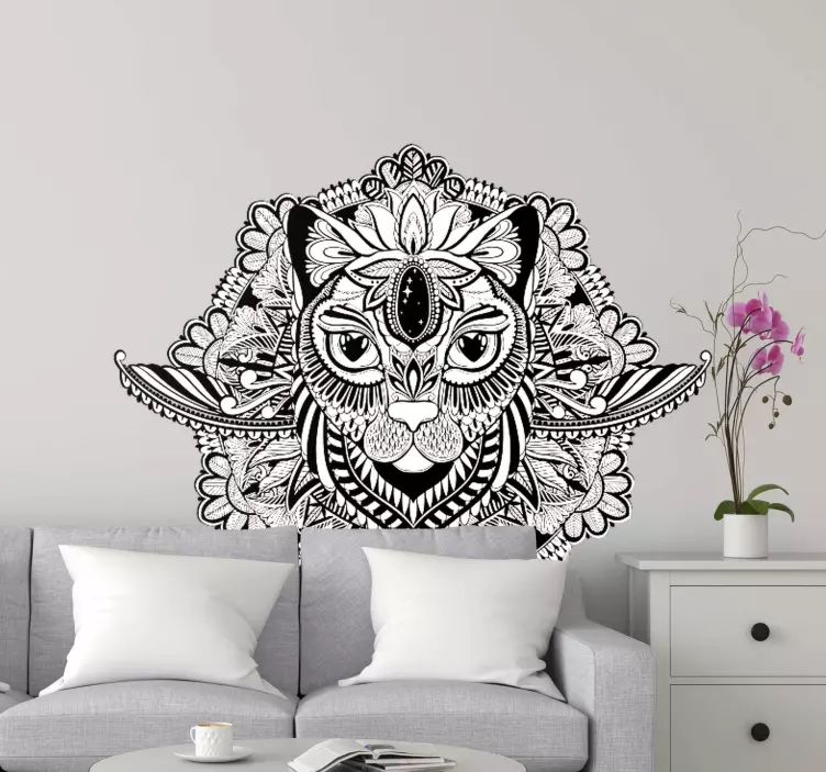 Intricate Cat Illustration wall sticker - TenStickers