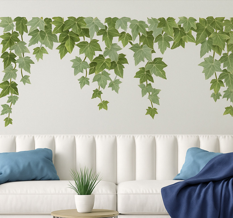 ivy plant dropping from ceiling living room wall sticker - TenStickers