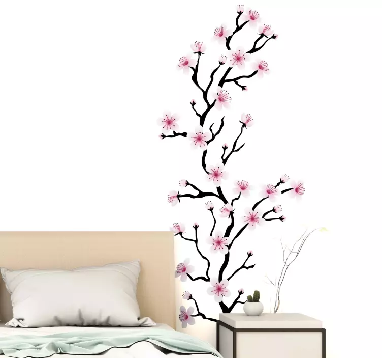 Japanese cherry blossom flower wall sticker for bedroom - TenStickers