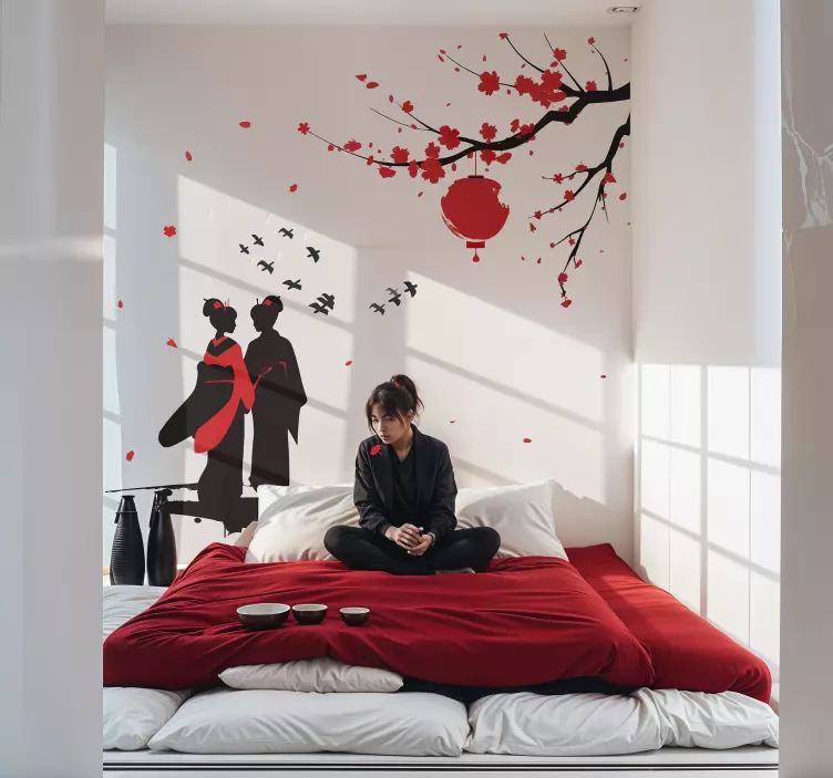 Japanese geishas bedroom wall sticker - TenStickers