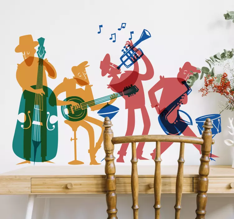 Colorful Jazz musicians music wall sticker - TenStickers