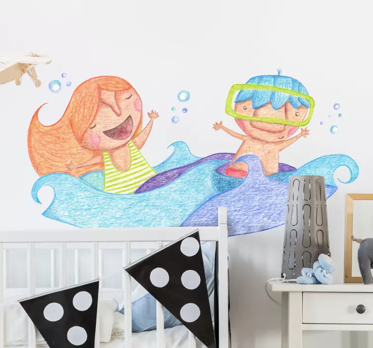 Joyful Children Splashing wall sticker for kids - TenStickers