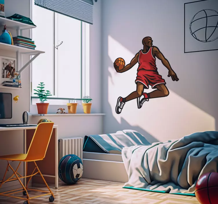 Jumping Basketball Player Wall Sticker - TenStickers