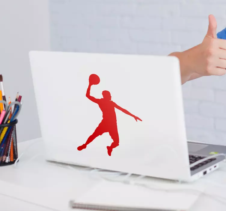 Jumping Basketball Player Laptop Sticker  - TenStickers