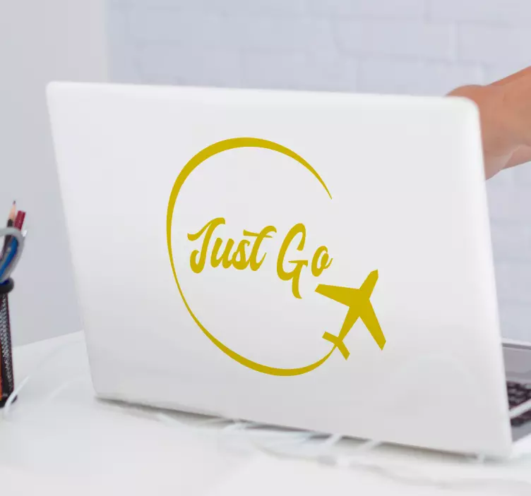JUST GO WITH AIRPLANE laptop sticker - TenStickers