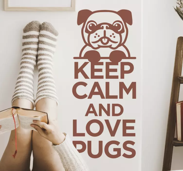 Keep calm and love pugs wall sticker - TenStickers