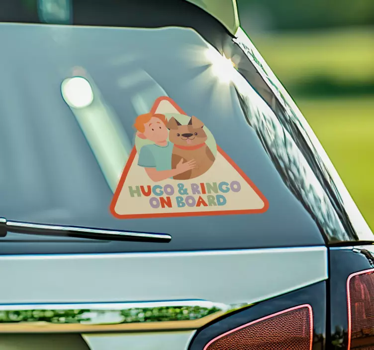 Dog and baby on board sticker - TenStickers