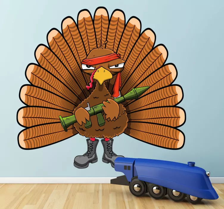 Kids Armed Brown Peacock Decal - TenStickers