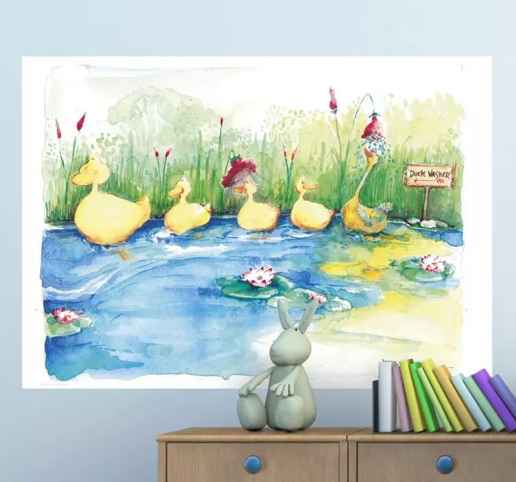Painted Duckling family kids animal wall stiker - TenStickers