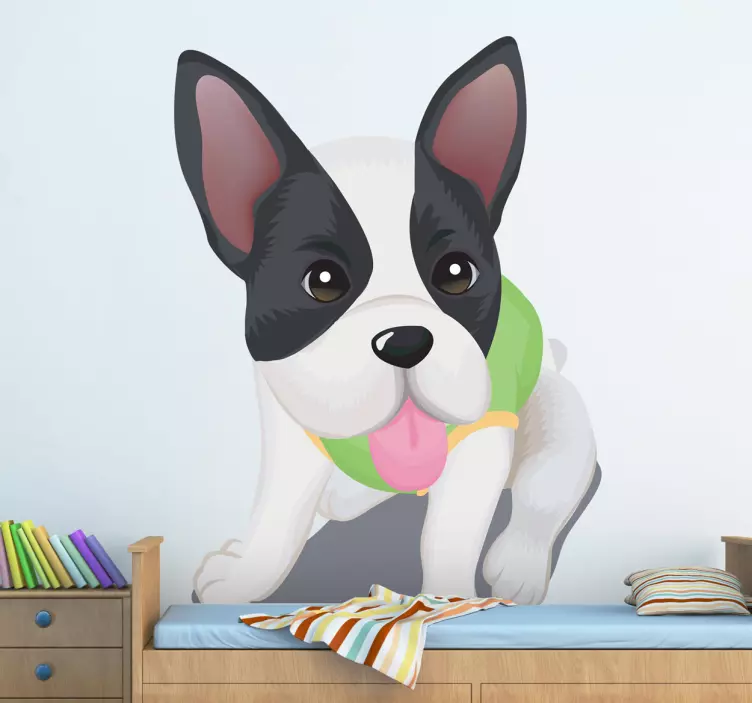 Kids Grey and White Puppy Wall Sticker - TenStickers