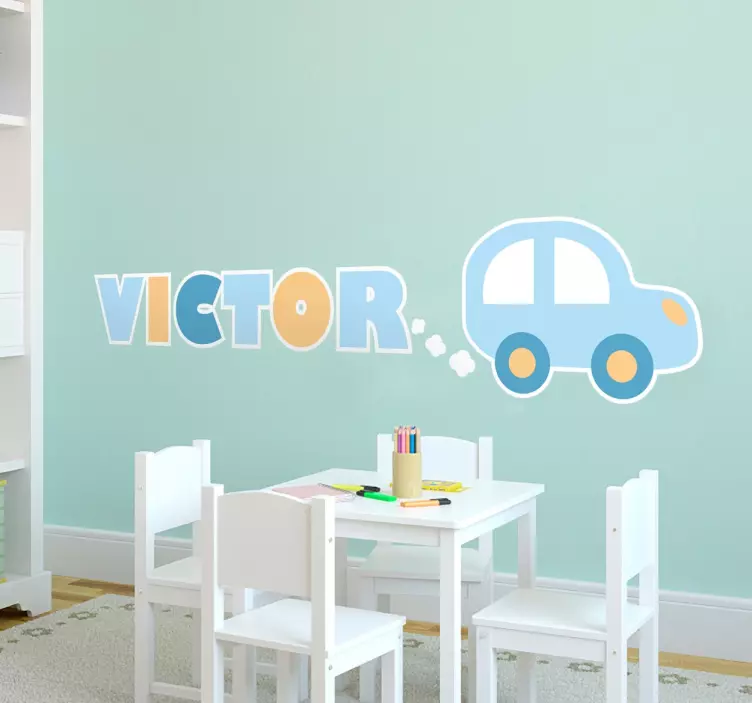 Kids Personalised Car with Name Wall Sticker - TenStickers