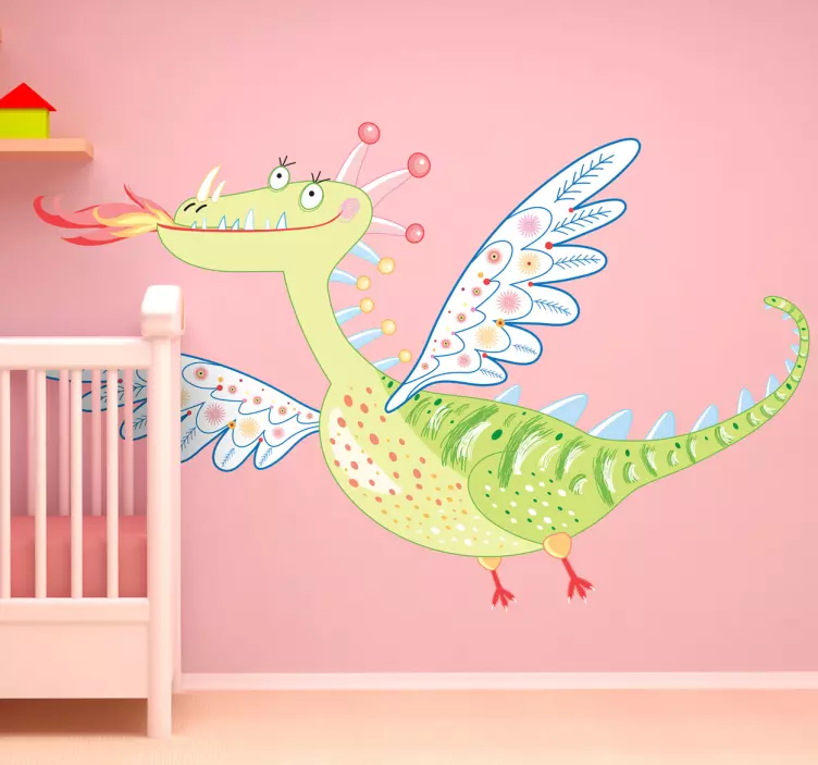 Kids pretty dragon dinosaur wall sticker - TenStickers