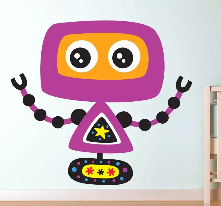 Kids purple robot space wall sticker - TenStickers