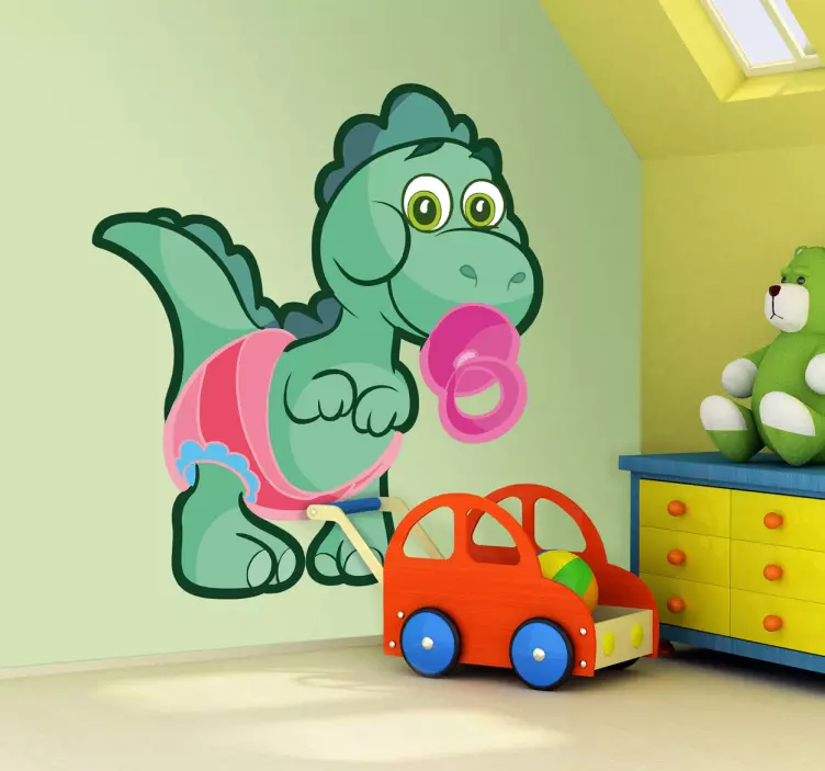 Kids Baby Green Dinosaur Wall Sticker - TenStickers